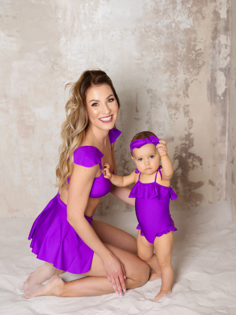 Mommy  Me full set in purple with beach skirt