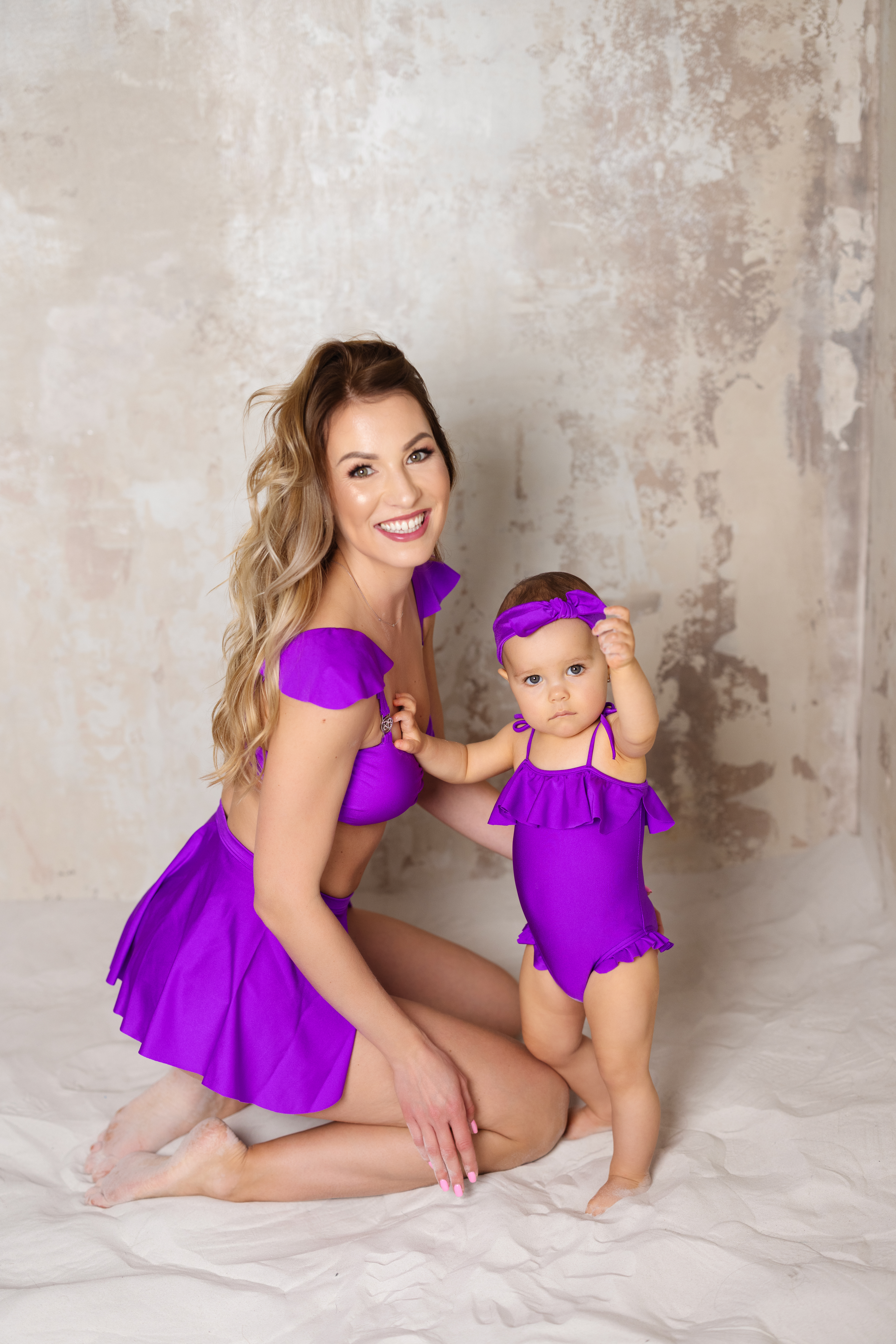 Mommy  Me full set in purple with beach skirt